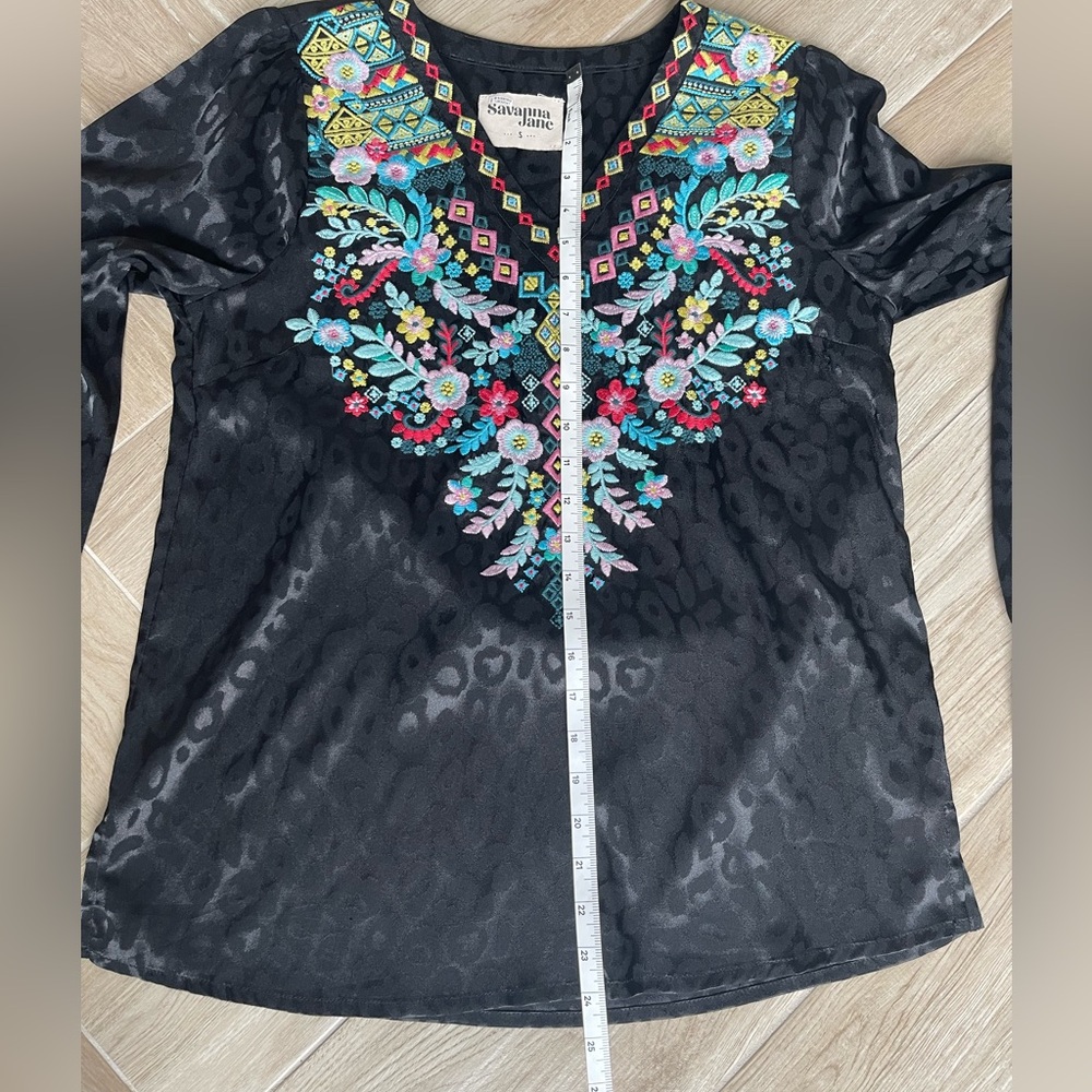 Savannah Jane Leopard Print Black Floral Embroide… - image 7